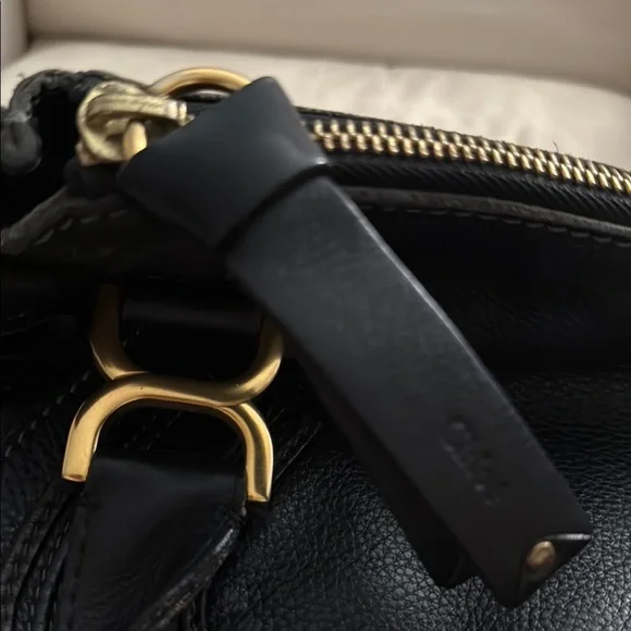 Chloe Black and Gold Shoulder Bag with Horseshoe Clasps - Picture 11 of 16